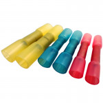 Heat-shrink wire crimp connector SWCC from polyethylene with adhesive layer (for crimp).